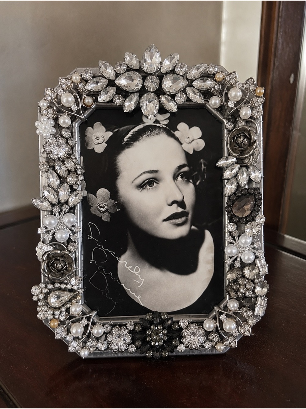 Handmade Vintage Crystal Jeweled 4x6 Picture Frame